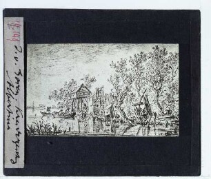 Goyen, Baumreiches Ufer mit einem Taubenschlag (Wien Albertina 17584)