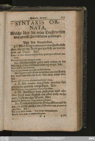 Syntaxis Ornata, Welche über die reine Construction noch gewisse Zierlichkeiten anbringet.