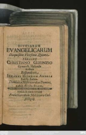 Divitiarum Evangelicarum Disquisitio Vicesima Quinta