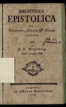 Bibliotheca Epistolica ex Cicerone, Seneca & Plinio collecta