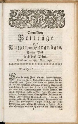 Eilftes Blat, ... den 18ten März 1747