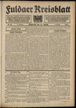 Zweite Ausgabe vom Samstag, den 13. Januar 1912.
