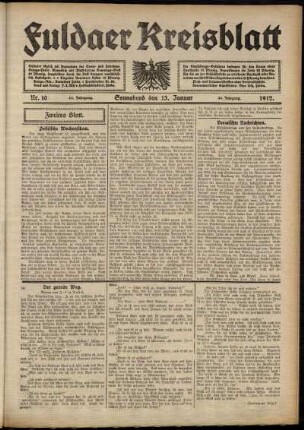 Zweite Ausgabe vom Samstag, den 13. Januar 1912.