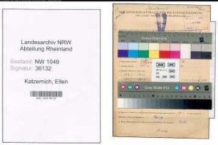 Entnazifizierung Ellen Katzemich , geb. 08.11.1903 (Lehrerin)
