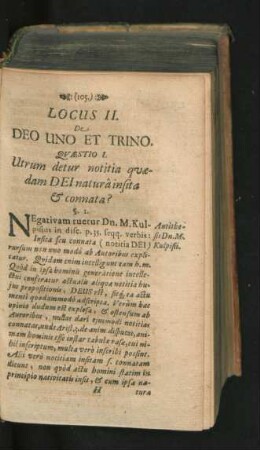 Locus II. De Deo Uno Et Trino.