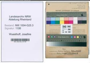 Entnazifizierung Josefine Wuesthoff , geb. 02.06.1891 (Kauffrau)