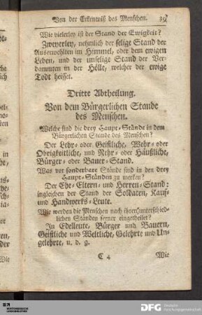 Dritte Abtheilung. Von dem Bürgerlichen Stande des Menschen