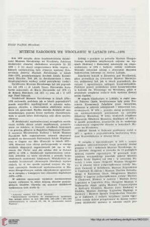 Muzeum Narodowe w Wrocławiu w latach 1974-1978