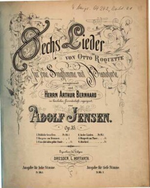 Sechs Lieder von Otto Roquette : für eine Singstimme mit Pianoforte ; op. 35, 3. O lass dich halten, goldne Stunde