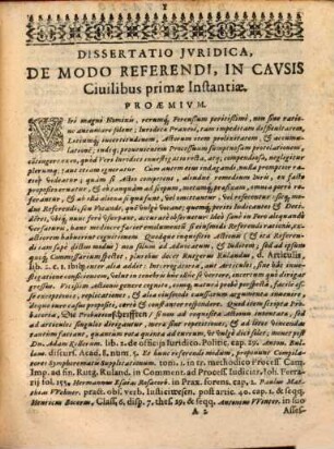 Dissertatio Iuridica, De Modo Referendi, Sev Votandi, Tam In Civilibvs, Qvam Criminalibvs Cavssis