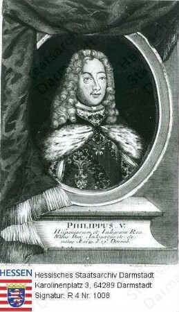 Philipp König v. Spanien (1683-1746) / Porträt, Brustbild in Medaillon, mit Sockelinschrift