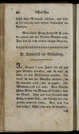 P. Hyacinth an Grünberg. - P. Hyacinth an Grünberg. den 25. Jun.177-