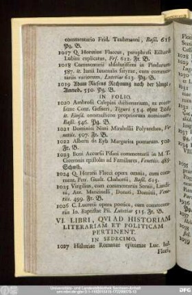 VI. Libri, Qui Ad Historiam Literariam Et Politicam Pertinent.