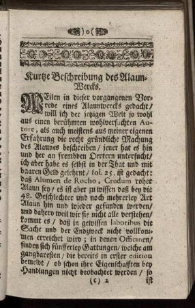 Kurtze Beschreibung des Alaun-Wercks.