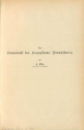Das Staatsrecht des Herzogthums Braunschweig