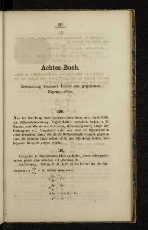 Achtes Buch. Bestimmung krummer Linien aus gegebenen Eigenschaften.