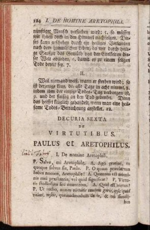 Decuria sexta de virtutibus. Paulus et Aretophilus.