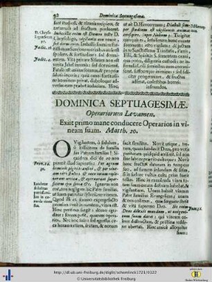 Dominica Septuagesimae.
