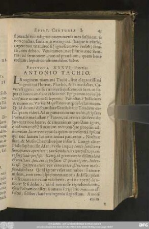 Epistola XXXVI. Venetias. Antonio Tachio.