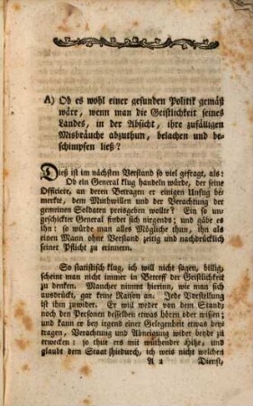 Ist es einer gesunden Politik gemäß, wenn man die Geistlichkeit seines Landes in der Absicht, ihre zufälligen Misbräuche abzusetzen, belachen und beschimpfen ließ? : Nebst andern Gedanken, Anekdoten und Vorschlägen, aus dem Jahrbuch der Menschengeschichte