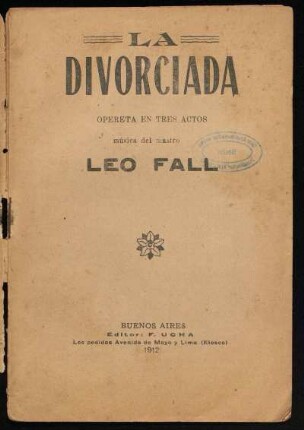 La divorciada : opereta en tres actos