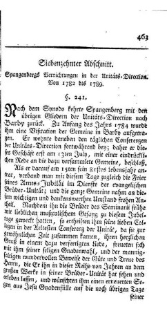 Spangenbergs Verrichtungen in der Unitäts-Direction von 1782 bis 1789
