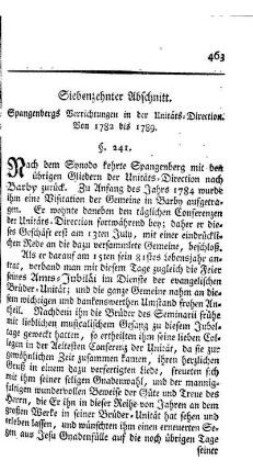 Spangenbergs Verrichtungen in der Unitäts-Direction von 1782 bis 1789
