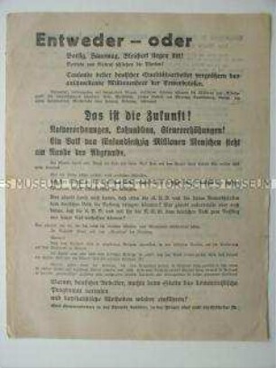 NSDAP-Flugblatt zur hohen Arbeitslosigkeit und gegen den Kommunismus