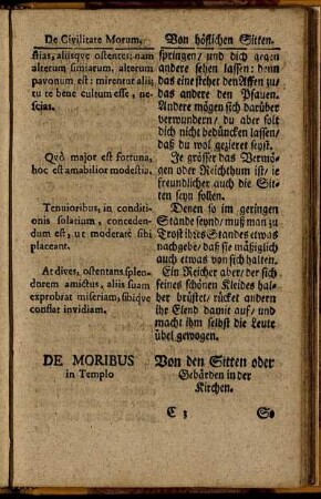 De Moribus in Templo. / Von den Sitten oder Gebärden in der Kirchen.