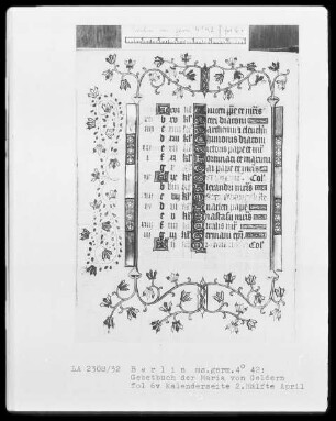 Gebetbuch der Maria von Geldern — Kalendar für Köln und Totengebete, Folio 3recto-18verso — ---, Folio 3recto-18versoKalenderseite 2. Hälfte April, Folio 6verso