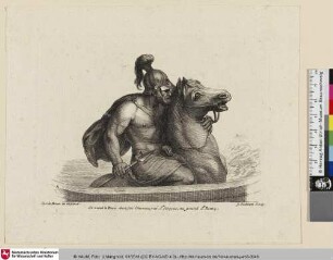 [Studien aus den Alexanderschlachten, Cavalier tenant une lance de la main droite, et vu au delà d'un mur d'appui - Six études tirées des batailles d'Alexandre]