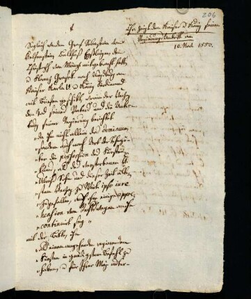 206r-206v, Chr. zeigt dem Kaiser u. König seinen Regierungsantritt an. 10. Nov. 1550