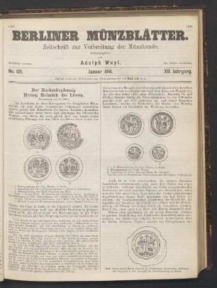 No. 125. Januar 1891