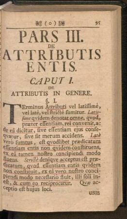 Pars III. De Attributis Entis