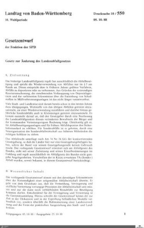 Gesetzentwurf der SPD zum Landesabfallgesetz
