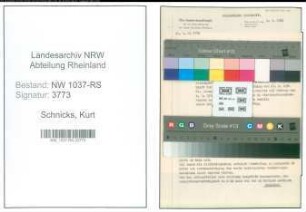 Entnazifizierung Kurt Schnicks , geb. 19.07.1898 (Lehrer)