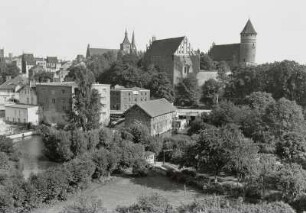 Allenstein. Stadtansicht mit Jakobikirche und Burg (1353 im Bau)