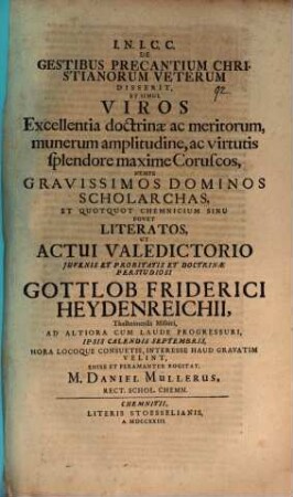 De gestibus precantium Christianorum veterum disserit Daniel Müller