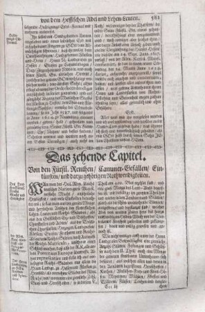 Das zehende Capitel. Von den Fürstl. Renthen, Cammer-Befällen, Einkünften, und darzu gehörigen Nothwendigkeiten.