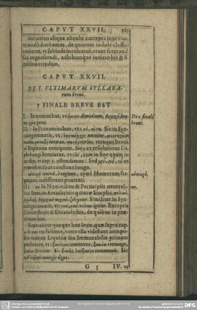 Caput XXVII. De Y. Ultimarum Syllabarum breui