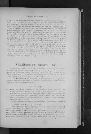 Verhandlungen mit Frankreich. - 1375.