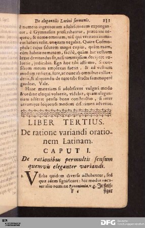 Liber Tertius. De ratione variandi orationem Latinam.