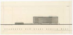 Sparkasse der Stadt Berlin West Bundesallee, Wettbewerb, Berlin-Wilmersdorf: Ansicht West Bundesallee 1:200