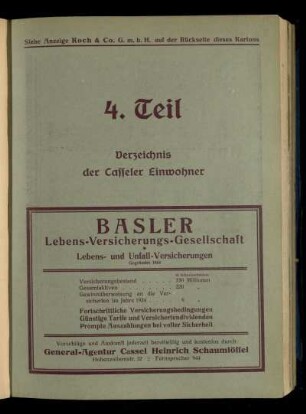 Verzeichnis der Casseler Einwohner