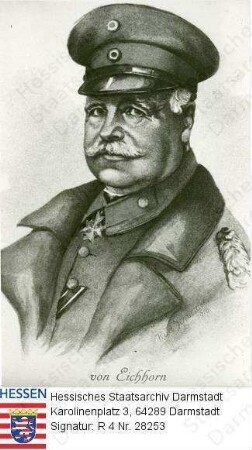 Eichhorn, Hermann v. (1848-1918) / Porträt in Uniform, rechtsgewandtes, vorblickendes Brustbild