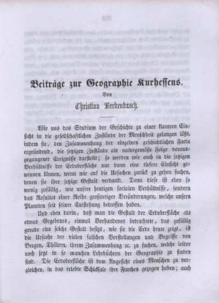 Beiträge zur Geographie Kurhessens.