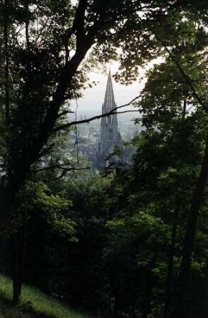 Freiburg i. Br.: Sonnenuntergang hinter dem Münster vom Schlossberg