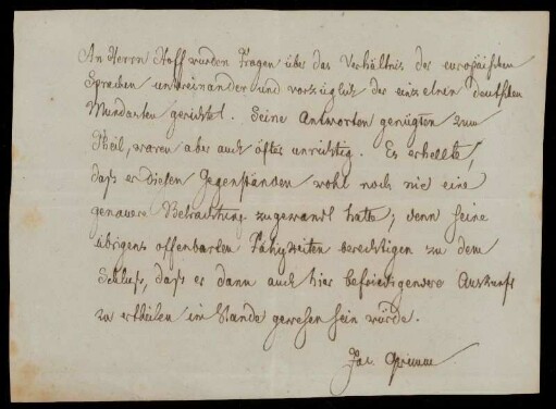 Brief von Jacob Grimm an Unbekannt