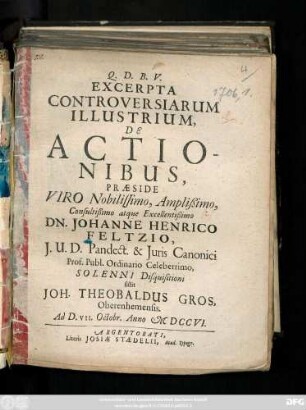 Excerpta Controversiarum Illustrium, De Actionibus