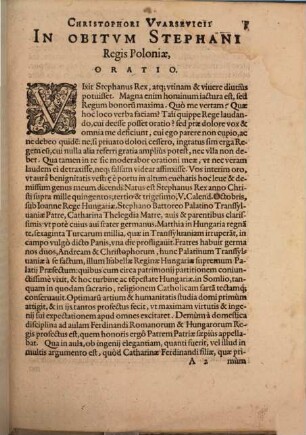 Vita, Res Gestae, Et Obitvs Stephani Regis Poloniae : Oratione Funebri